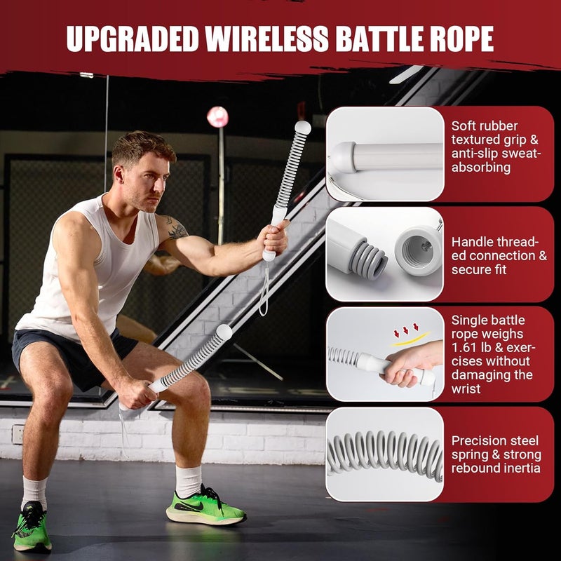 COCTN Weighted Ropeless Battle Ropes, Heavy Duty Portable Cordless Battle Ropes for Home Gym with Poster, Workout Exercise Rope for Strength Building, HIIT and Low-Impact Aerobic Training for Men & Women - Image 2